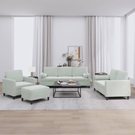 Sofagarnitur mit Kissen, 4-teilig, hellgrauer Samt von , Sofas - Ref: Foro24-3201964, Preis: 698,21 €, Rabatt: %