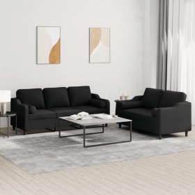 Sofagarnitur mit Kissen 2-teilig aus schwarzem Stoff von , Sofas - Ref: Foro24-3201854, Preis: 576,83 €, Rabatt: %