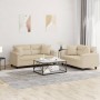 Sofa set with cushions 2 pieces cream microfiber fabric by , Sofas - Ref: Foro24-3202330, Price: 520,23 €, Discount: %