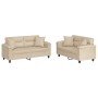 Sofa set with cushions 2 pieces cream microfiber fabric by , Sofas - Ref: Foro24-3202330, Price: 520,23 €, Discount: %