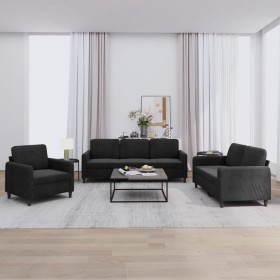 3-piece black velvet sofa set by , Sofas - Ref: Foro24-3201939, Price: 689,54 €, Discount: %