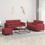 Red synthetic leather 3-piece sofa set with cushions by , Sofas - Ref: Foro24-3202370, Price: 540,64 €, Discount: %