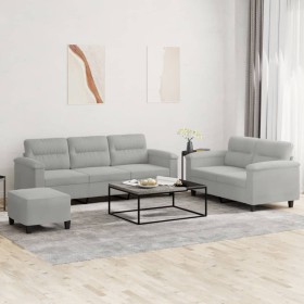 Sofagarnitur mit Kissen, 3-teilig, hellgrauer Mikrofaserstoff von , Sofas - Ref: Foro24-3202345, Preis: 632,99 €, Rabatt: %