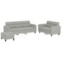 Sofagarnitur mit Kissen, 3-teilig, hellgrauer Mikrofaserstoff von , Sofas - Ref: Foro24-3202345, Preis: 632,99 €, Rabatt: %