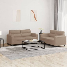 2-teilige Sofagarnitur aus Cappuccino-Kunstleder mit Kissen von , Sofas - Ref: Foro24-3202366, Preis: 471,99 €, Rabatt: %