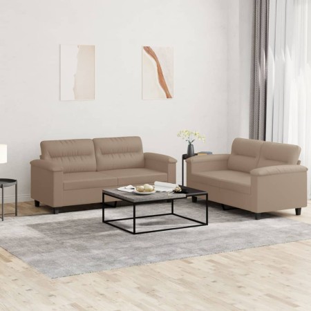 Cappuccino synthetic leather 2-piece sofa set with cushions by , Sofas - Ref: Foro24-3202366, Price: 471,72 €, Discount: %