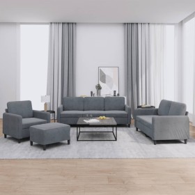 Dark gray velvet 4-piece sofa set by , Sofas - Ref: Foro24-3201945, Price: 695,08 €, Discount: %