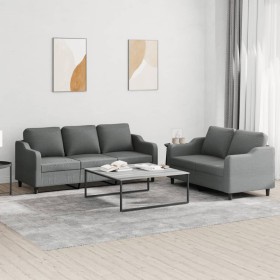 Sofa set with cushions 2 pieces dark gray fabric by , Sofas - Ref: Foro24-3201835, Price: 503,99 €, Discount: %