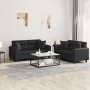 2-piece black synthetic leather sofa set with cushions by , Sofas - Ref: Foro24-3202372, Price: 512,04 €, Discount: %