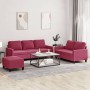 Red velvet 3-piece sofa set with cushions by , Sofas - Ref: Foro24-3201530, Price: 523,13 €, Discount: %