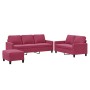 Red velvet 3-piece sofa set with cushions by , Sofas - Ref: Foro24-3201530, Price: 523,13 €, Discount: %