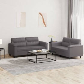 Gray synthetic leather 2-piece sofa set with cushions by , Sofas - Ref: Foro24-3202364, Price: 453,99 €, Discount: %