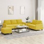 Yellow velvet 3-piece sofa set with cushions by , Sofas - Ref: Foro24-3201532, Price: 566,00 €, Discount: %