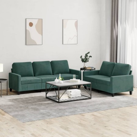 Zweiteilige Sofagarnitur aus dunkelgrünem Samt mit Kissen von , Sofas - Ref: Foro24-3201518, Preis: 516,99 €, Rabatt: %