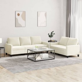 Cream velvet 2-piece sofa set with cushions by , Sofas - Ref: Foro24-3201524, Price: 522,96 €, Discount: %