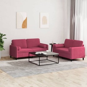 Sofa set with cushions 2 pieces red velvet by , Sofas - Ref: Foro24-3201998, Price: 473,52 €, Discount: %