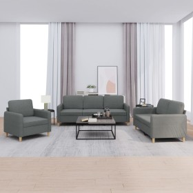 Sofa set with cushions 3 pieces dark gray fabric by , Sofas - Ref: Foro24-3202055, Price: 652,99 €, Discount: %