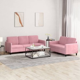 Pink velvet 2-piece sofa set by , Sofas - Ref: Foro24-3202017, Price: 485,99 €, Discount: %