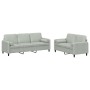 Sofagarnitur mit Kissen, 2-teilig, hellgrauer Samt von , Sofas - Ref: Foro24-3202034, Preis: 482,17 €, Rabatt: %