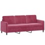 Red velvet 3-piece sofa set with cushions by , Sofas - Ref: Foro24-3202048, Price: 596,95 €, Discount: %