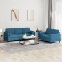 2-piece blue velvet sofa set with cushions by , Sofas - Ref: Foro24-3202043, Price: 559,14 €, Discount: %