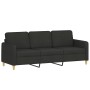 3-teilige Sofagarnitur aus schwarzem Stoff mit Kissen von , Sofas - Ref: Foro24-3202074, Preis: 681,75 €, Rabatt: %