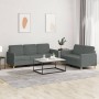 Sofa set with cushions 2 pieces dark gray fabric by , Sofas - Ref: Foro24-3202119, Price: 501,55 €, Discount: %