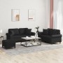 3-teilige Sofagarnitur aus schwarzem Kunstleder mit Kissen von , Sofas - Ref: Foro24-3202165, Preis: 563,39 €, Rabatt: %