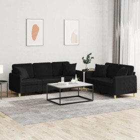 Sofa set with cushions 2 pieces black fabric by , Sofas - Ref: Foro24-3202138, Price: 512,99 €, Discount: %