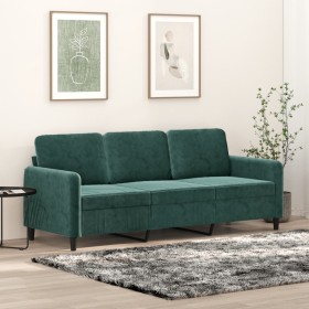 Dark green velvet 3-seater sofa 180 cm by , Sofas - Ref: Foro24-359454, Price: 299,99 €, Discount: %