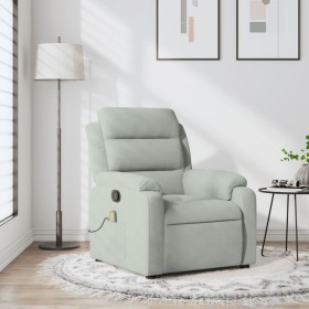 Light gray velvet massage recliner by , Armchairs - Ref: Foro24-373511, Price: 240,10 €, Discount: %