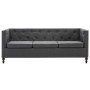 Sofá Chesterfield de 3 plazas con tapizado de tela gris oscuro de vidaXL, Sofás - Ref: Foro24-247163, Precio: 431,99 €, Descu...