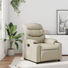 Sillón reclinable de cuero sintético crema de , Sillones - Ref: Foro24-374134, Precio: 226,99 €, Descuento: %