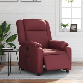 Sillón reclinable eléctrico de cuero sintético rojo tinto de , Sillones - Ref: Foro24-3205140, Precio: 266,94 €, Descuento: %