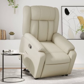 Sillón reclinable elevable cuero artificial color crema de , Sillones - Ref: Foro24-3205265, Precio: 277,48 €, Descuento: %