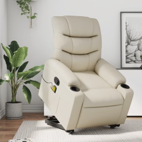 Cream-colored artificial leather foot massage recliner by , Armchairs - Ref: Foro24-3206607, Price: 317,64 €, Discount: %