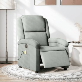 Light Gray Velvet Electric Massage Recliner by , Armchairs - Ref: Foro24-3204289, Price: 269,99 €, Discount: %