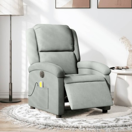 Sillón reclinable de masaje eléctrico terciopelo gris claro de , Sillones - Ref: Foro24-3204289, Precio: 269,58 €, Descuento: %