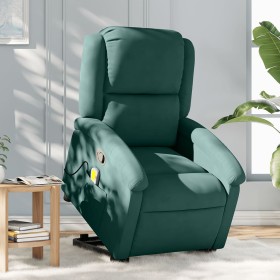 Dark green velvet liftable massage recliner by , Armchairs - Ref: Foro24-3204313, Price: 287,97 €, Discount: %