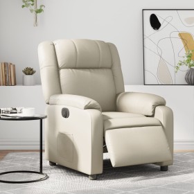 Sillón reclinable eléctrico de cuero sintético crema de , Sillones - Ref: Foro24-3205137, Precio: 269,93 €, Descuento: %