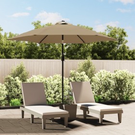 Garden umbrella with LED lights steel pole 300cm taupe by vidaXL, Umbrellas - Ref: Foro24-44512, Price: 91,43 €, Discount: %