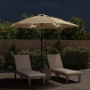 Gartenschirm mit LED-Leuchten, Stahlmast, 300 cm, Taupe von vidaXL, Sonnenschirme - Ref: Foro24-44512, Preis: 91,99 €, Rabatt: %