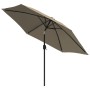 Garden umbrella with LED lights steel pole 300cm taupe by vidaXL, Umbrellas - Ref: Foro24-44512, Price: 91,99 €, Discount: %