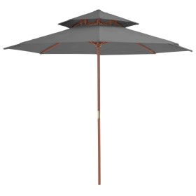 Two-story wooden pole parasol 270 cm anthracite gray by vidaXL, Umbrellas - Ref: Foro24-44519, Price: 76,35 €, Discount: %