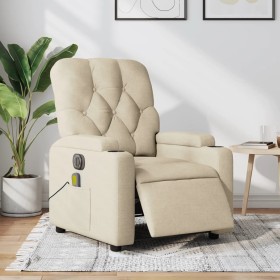 Sillón reclinable de masaje eléctrico tela color crema de , Sillones - Ref: Foro24-3204707, Precio: 282,20 €, Descuento: %