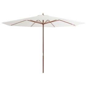 Garden umbrella with wooden pole 350 cm sand white by vidaXL, Umbrellas - Ref: Foro24-44527, Price: 95,93 €, Discount: %