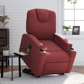 Sillón de masaje elevable eléctrico cuero artificial rojo tinto de , Sillones - Ref: Foro24-3204455, Precio: 350,99 €, Descue...