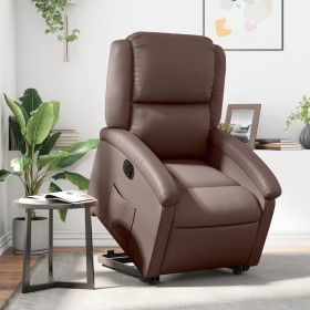 Sillón reclinable elevable eléctrico de cuero sintético marrón de , Sillones - Ref: Foro24-3204242, Precio: 401,42 €, Descuen...