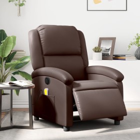 Sillón de masaje reclinable eléctrico cuero sintético marrón de , Sillones - Ref: Foro24-3204221, Precio: 265,97 €, Descuento: %