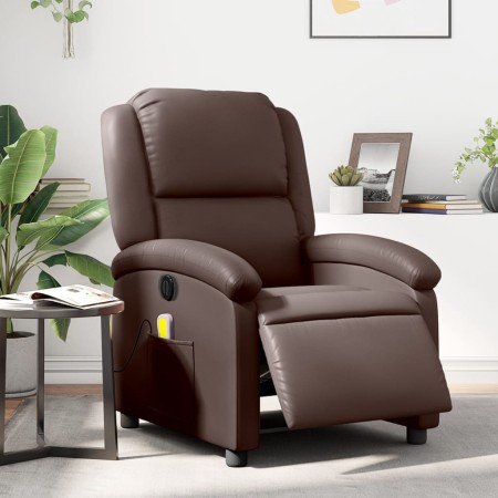 Brown synthetic leather electric reclining massage chair by , Armchairs - Ref: Foro24-3204221, Price: 280,53 €, Discount: %